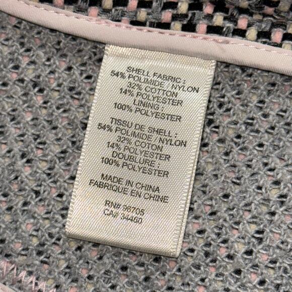 Rebecca Taylor Tweed Jacket Size 4 Zip Front Fringe Trim Pink Workwear Blazer - Picture 10 of 11